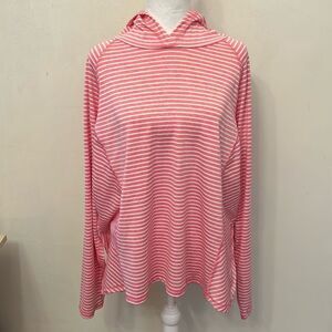 MTA Sport pink white striped lightweight hoodie Size 2X EUC
